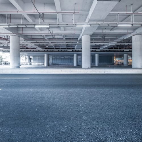 The city and the road in the modern office building background